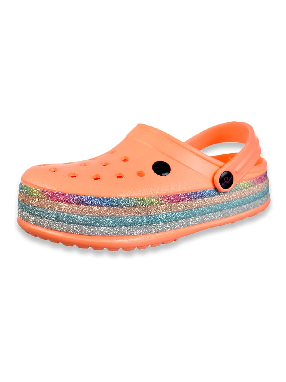 Olivia Miller Kids' Glitter Slip-On Sandals for Girls - Rainbow High Rise Platform Clogs | Comfortable & Stylish for School, Play & Casual Wear