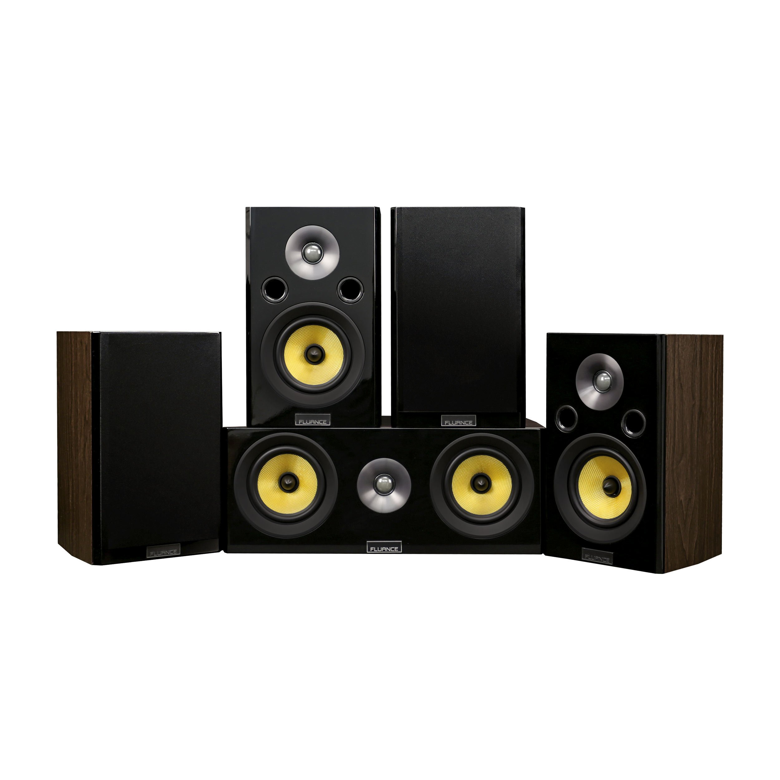 Fluance Signature HiFi 5.0 Channel Home Theater Speaker System - 2-Way Bookshelf, Center & Rear Surround Speakers - Natural Walnut (HF50WC) - Perfect for Movie Nights & Music Listening