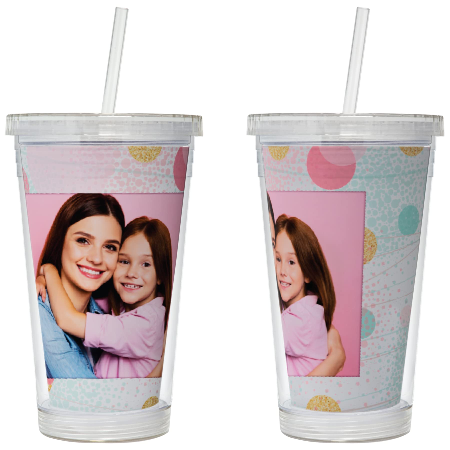 Thermo-Temp 16 oz Insulated Acrylic Tumbler with Lid and Straw - 24 Pack, Custom Photo Printing, BPA-Free - Perfect for Parties, Promotions, and Personalized Gifts