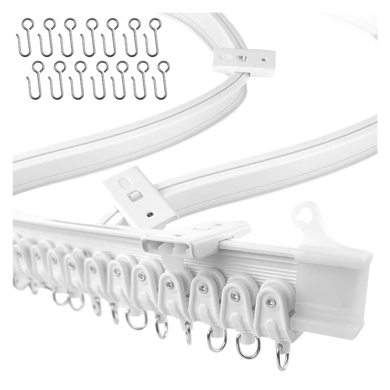 Flexible Bendable Curtain Track 1-6M for Bedroom, Balcony, Bathroom - Room Divider & Ceiling Mount Silent Gliding System - Home Window Decor Accessory (5M, White) - Perfect for Room Partition, Privacy Screen & Stylish Home Decor