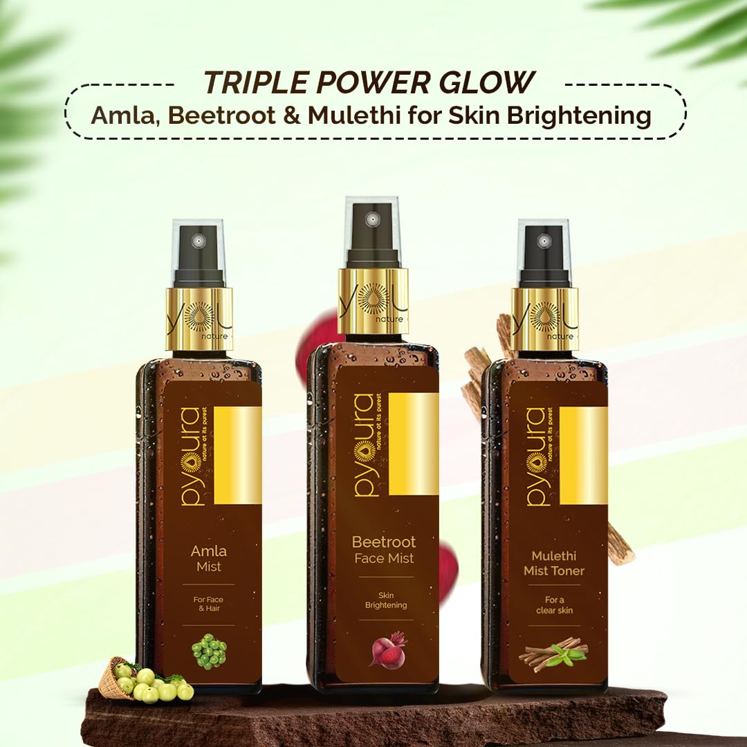 PYOURA Skin Brightening Amla Face Toner Mist 100ml - Anti-Aging Facial Toner for Wrinkles, Dark Spots & Pigmentation - Hydrating Natural Face Serum for Oily, Dry & Combination Skin - Perfect for Daily Skincare Routine & Travel-Friendly Beauty Essential