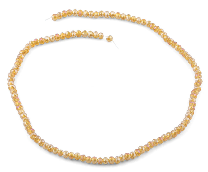 4mm Champagne Faceted Rondelle Crystal Beads for Jewelry Making, DIY Bracelets & Necklaces - Sparkling Glass Bead Supplies for Crafting & Fashion Accessories