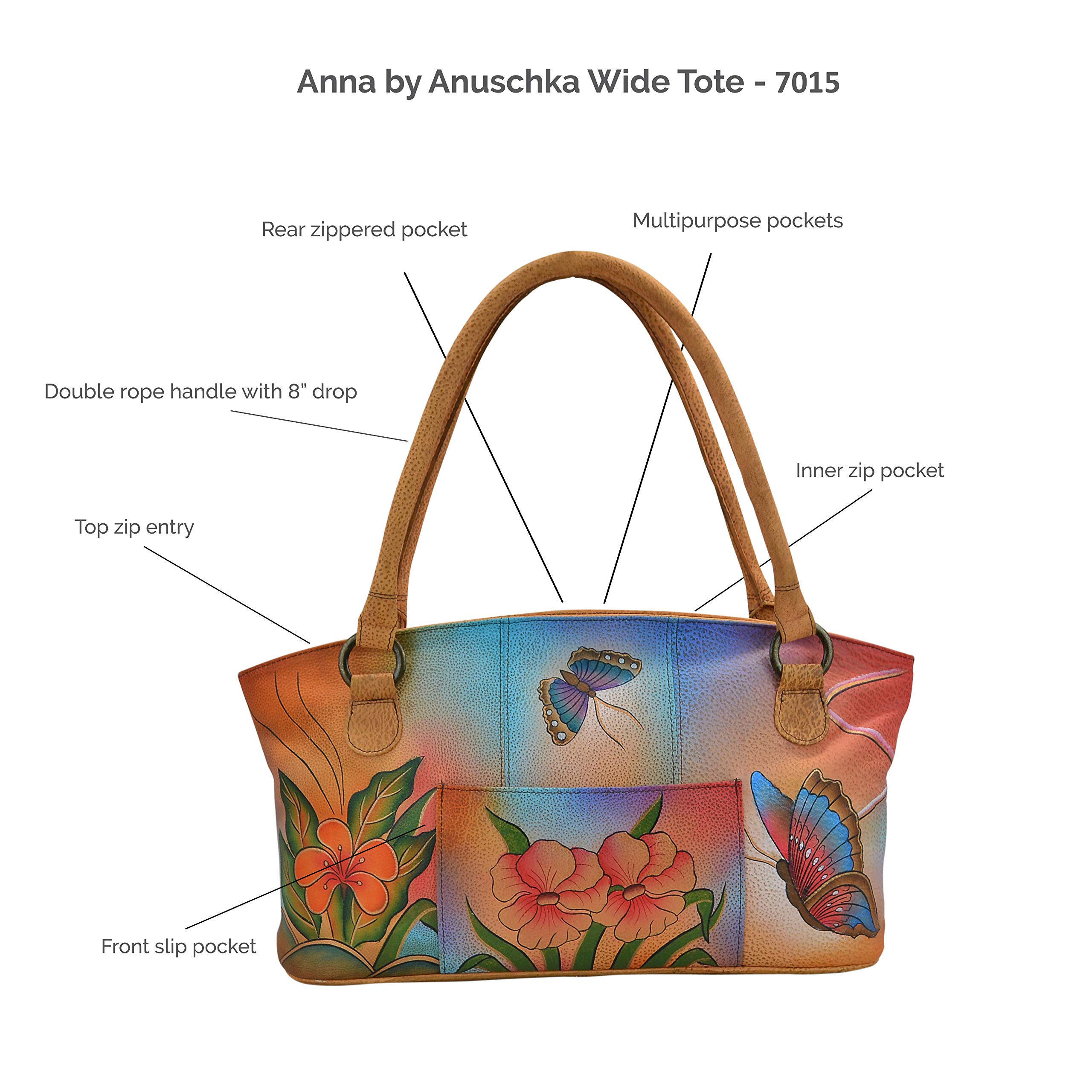 Anuschka Hand-Painted Leather Tote Bag for Women - Stylish Wide Shoulder Bag - Perfect for Work, Travel & Everyday Use