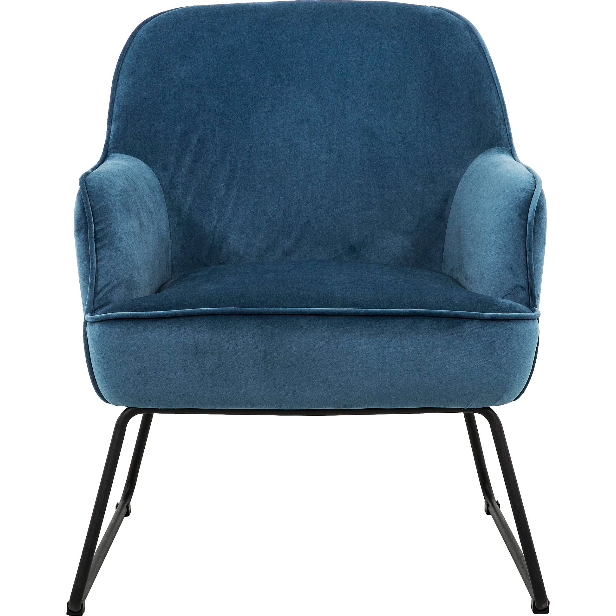 Alea Accent Chair - Navy Blue Velvet Upholstered Lounge Chair for Living Room, Bedroom & Office - Modern Comfortable Reading Chair with Sturdy Metal Legs