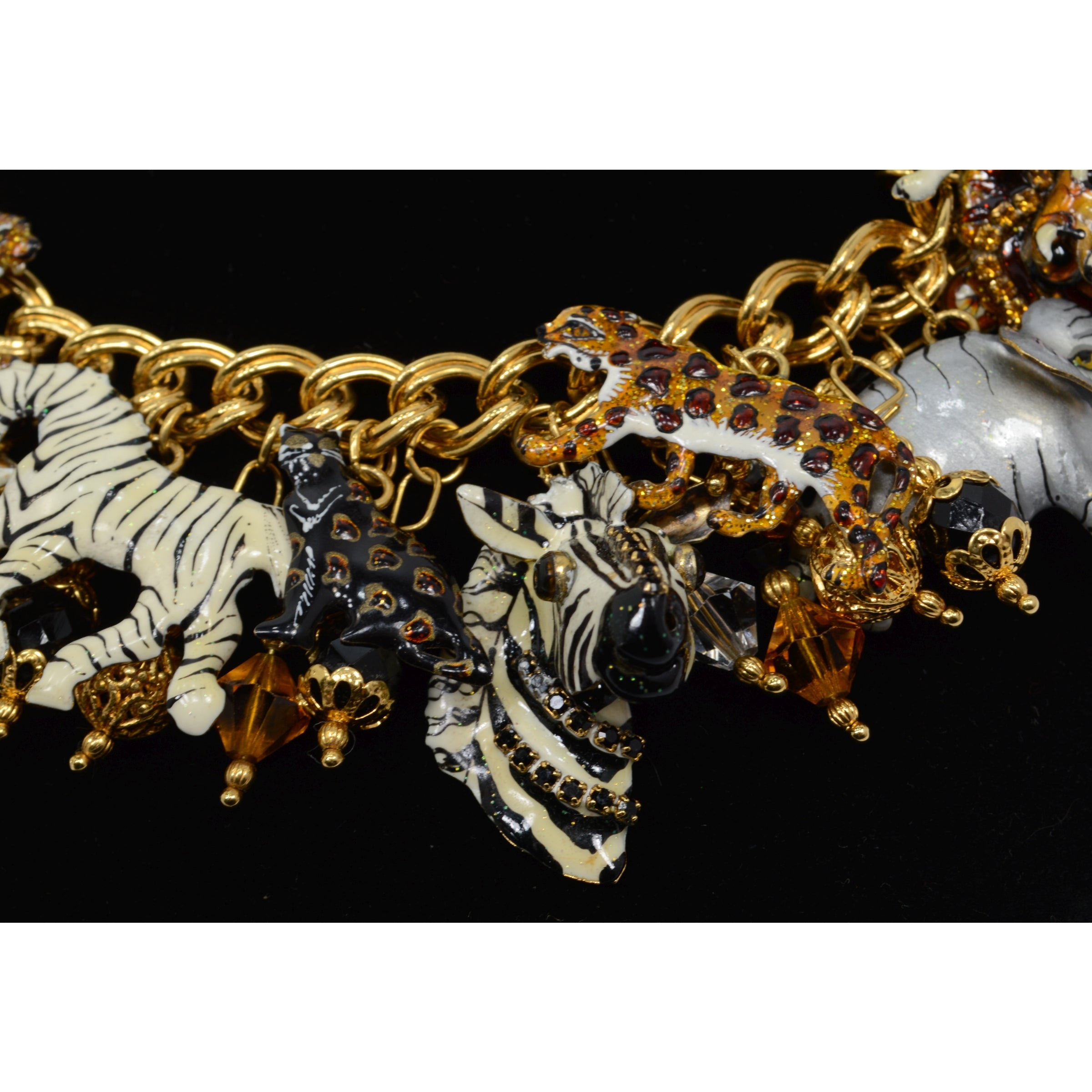 Luxury Ritz Jungle Brunch Charm Bracelet with Lion, Tiger & Monkey Charms - Perfect for Women's Fashion, Gift Giving & Special Occasions