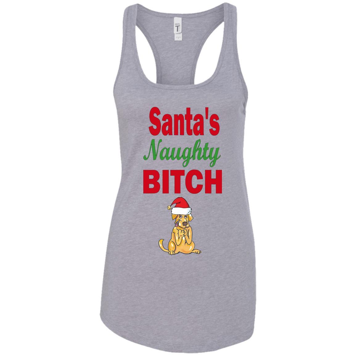 Santa's Naughty Bitch Personalized Racerback Tank Top - Custom Funny Christmas Gift for Women - Perfect for Holiday Parties & Festive Outfits