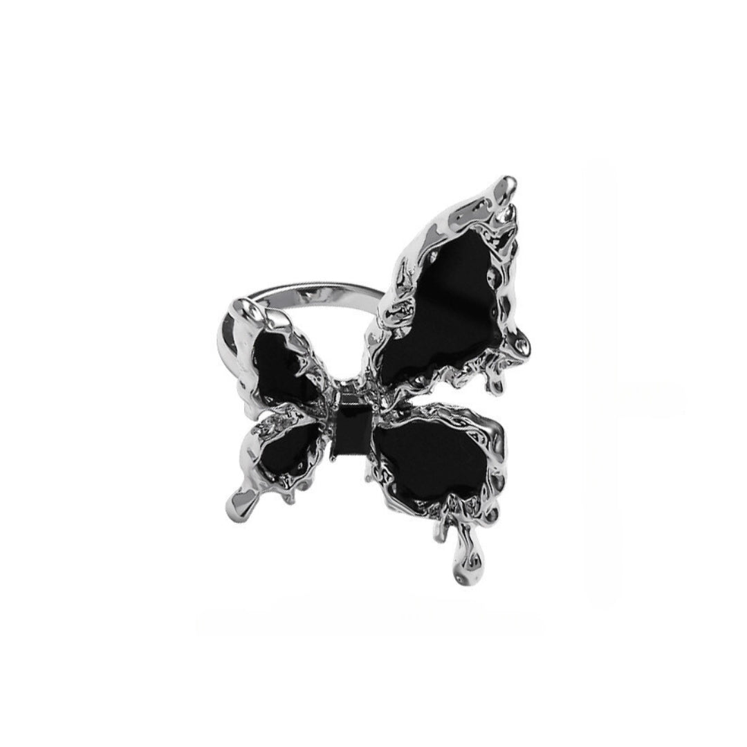 Elegant Chunky Butterfly Black Cocktail Ring for Women | HR776 | Perfect for Evening Parties, Weddings & Special Occasions