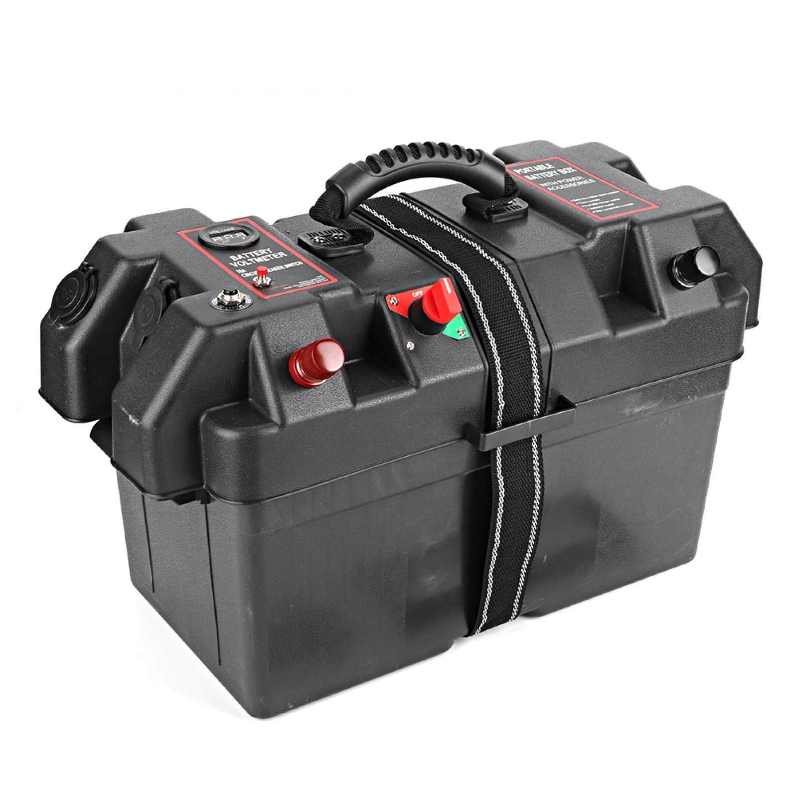 Minnkota Trolling Motor Power Center Station Battery Box with USB & 12V Port - Waterproof Marine Battery Case for Boat, Kayak, and Fishing Accessories - Durable Plastic Design for Outdoor Use