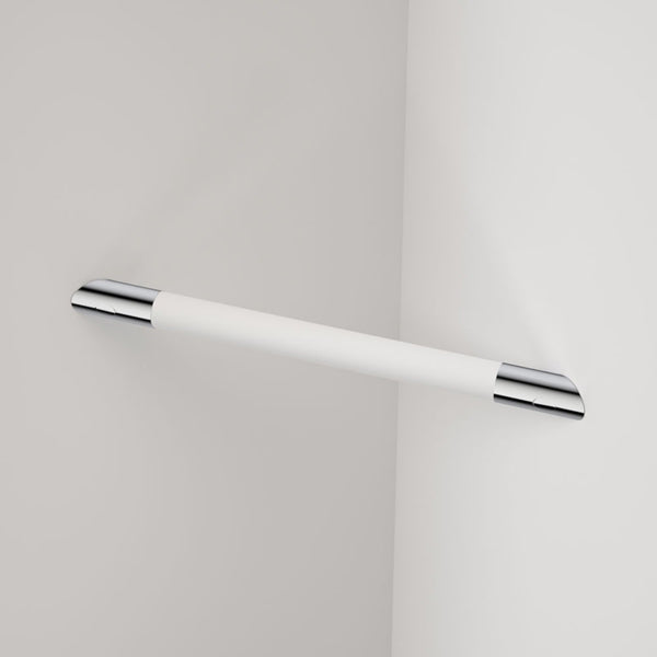 Caroma Opal Corner Shower Support Rail - White | ADA Compliant Bathroom Safety Grab Bar for Elderly & Disabled | Non-Slip Shower Handrail for Bathtub & Wet Areas