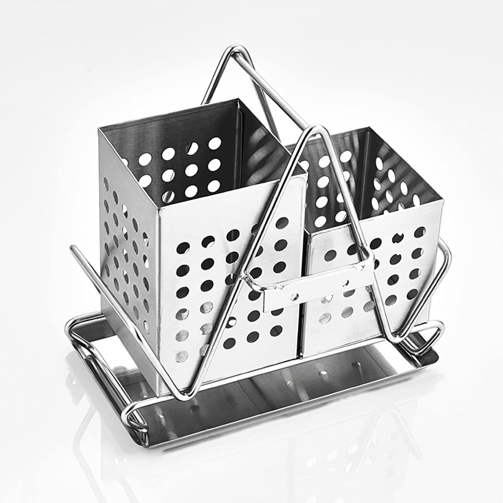 Stainless Steel Cutlery Drainer & Organizer - Kitchen Utensil Holder, Chopsticks Drying Rack, Simple Household Storage Basket for Spoons, Forks, Knives | Perfect for Dish Drying, Countertop Organization & Small Kitchen Spaces