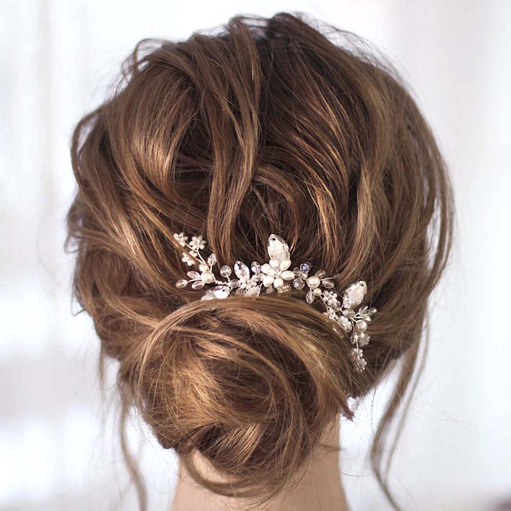 YBSHIN Silver Crystal Pearl Bridal Hair Pins - Rhinestone Hair Clips for Wedding, Prom & Special Occasions - Elegant Hair Accessories for Women & Girls (Pack of 3) | Perfect for Brides, Bridesmaids & Formal Events