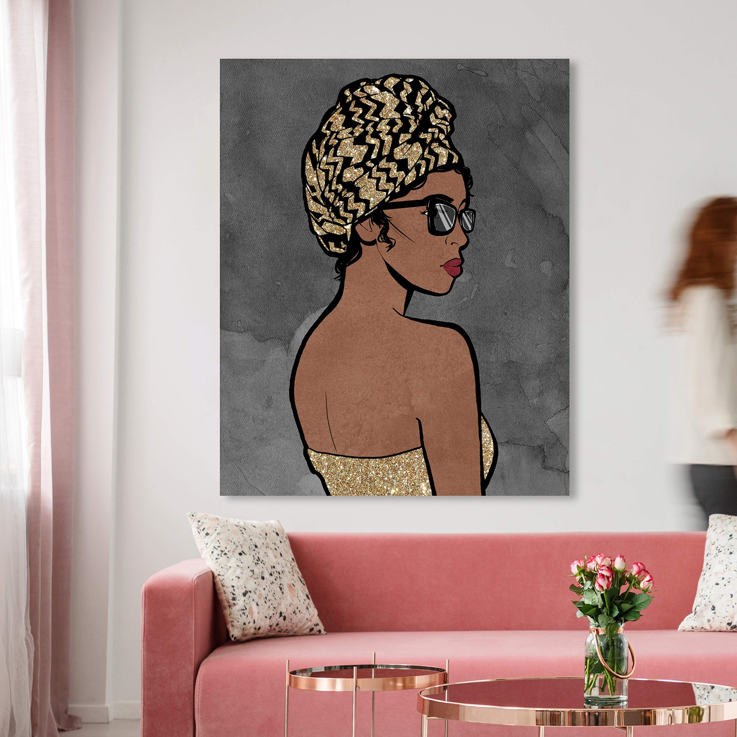 Oliver Gal Artist Co. Fashion & Glam Wall Art Canvas Print 'Wraps & Style' - 36x45 Inches Brown & Gold Home Decor - Perfect for Living Room, Bedroom & Office Wall Decor