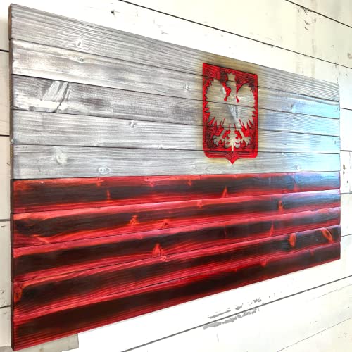 Handcrafted Rustic Wooden Poland Flag - Premium USA-Made Wall Decor - Polish & Polish-American Pride - Perfect for Home, Office & Patriotic Events