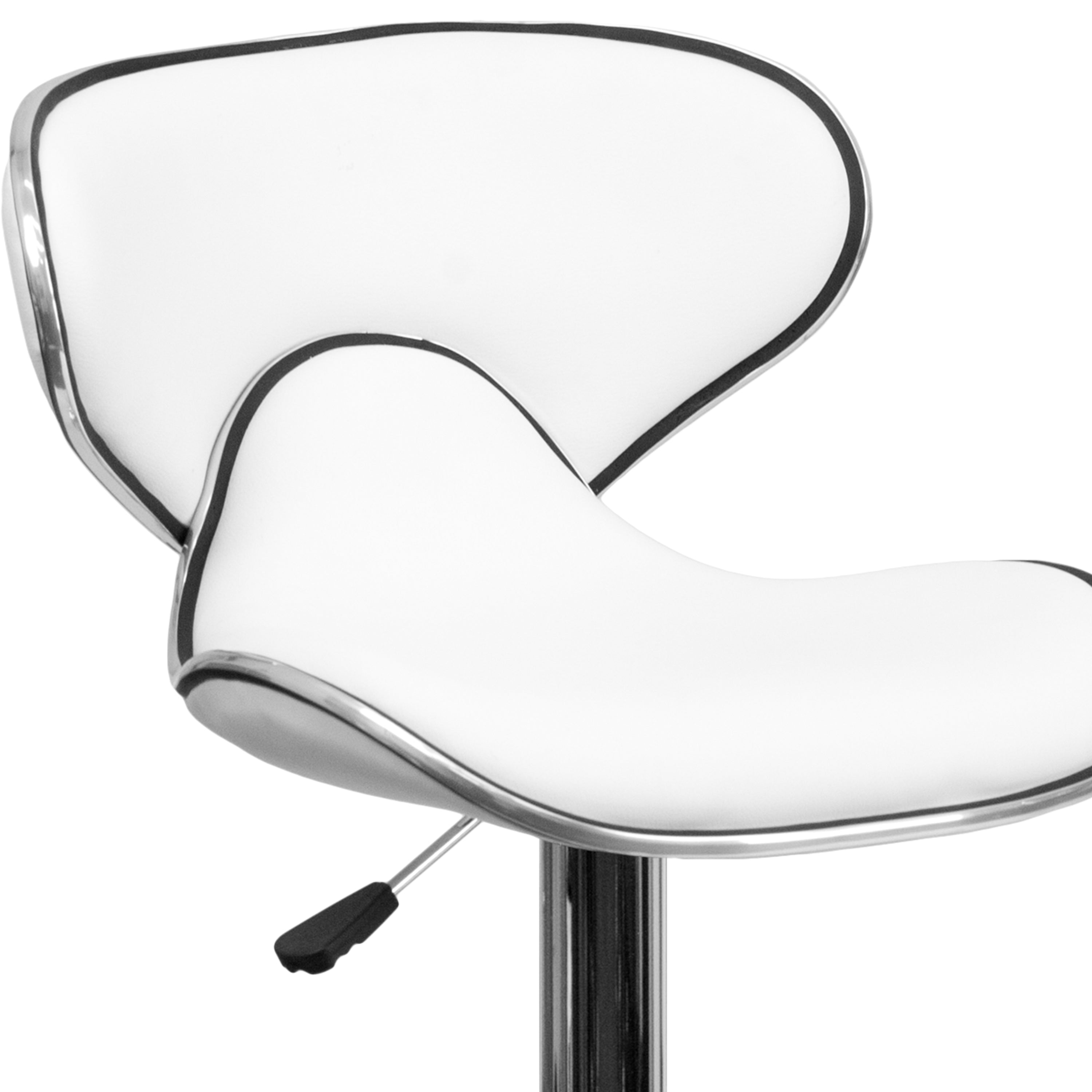 Devin Contemporary Adjustable Height Barstool - Black Vinyl Upholstery, Chrome Base - Modern Kitchen Island & Home Bar Stool for Dining & Entertaining