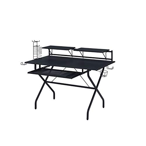 BOWERY HILL Modern Black Computer Desk for Home Office - Sleek Contemporary Writing Workstation for Small Spaces & Remote Work