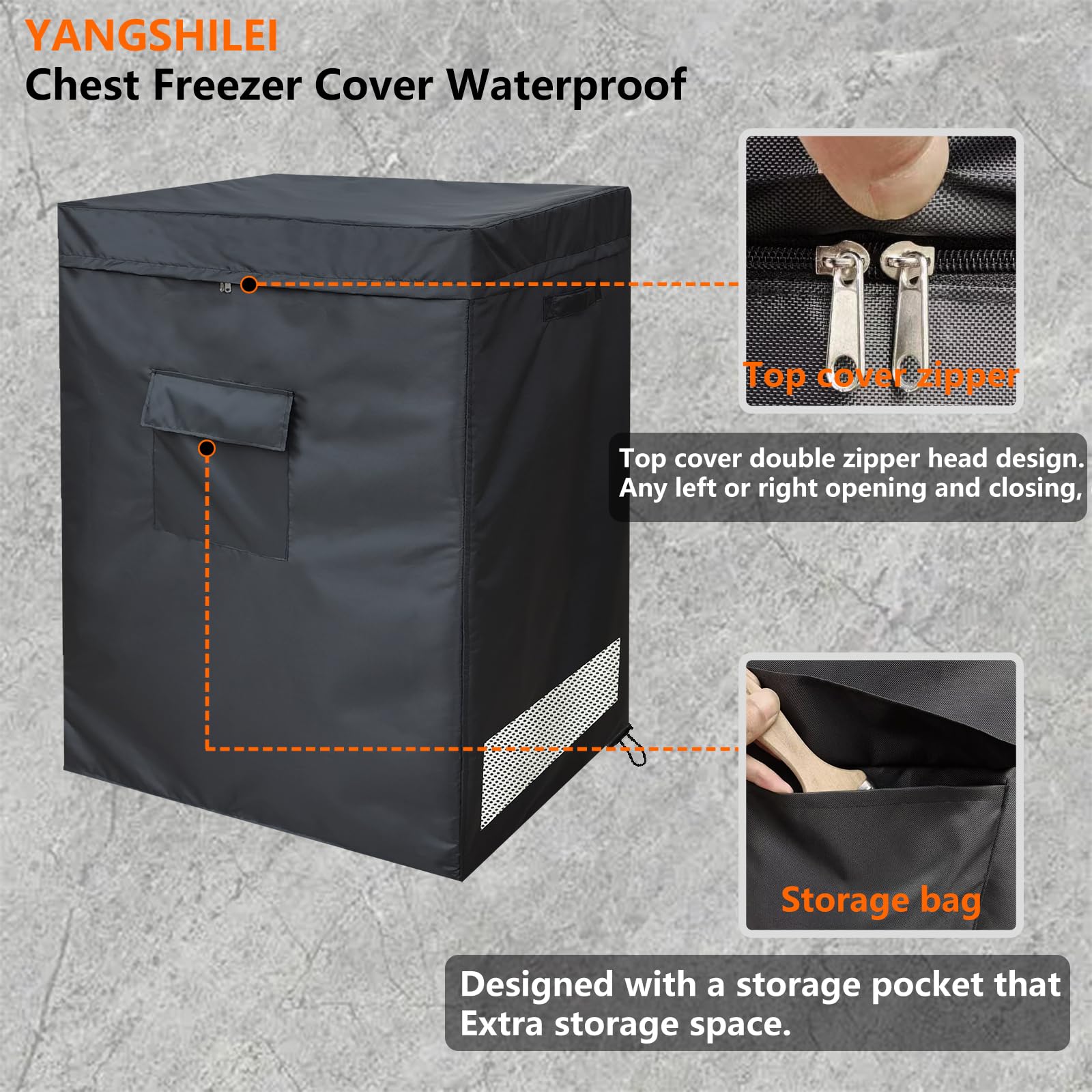 7.0 Cu Ft Chest Freezer Cover - Waterproof & UV Protection Deep Freezer Cover with Zipper Top for Outdoor Use (38