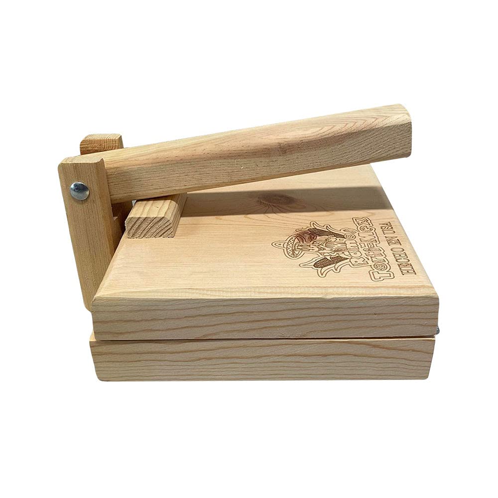 10 Inch Square Manual Wooden Tortilla Press for Empanadas, Tacos & Corn Flour Dough - Perfect for Homemade Mexican Cuisine & Kitchen Cooking