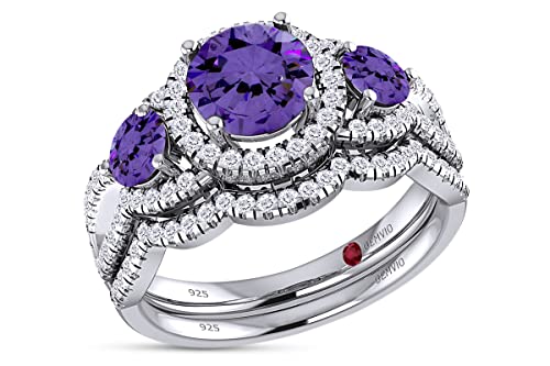 Natural Amethyst White Gold Over Silver