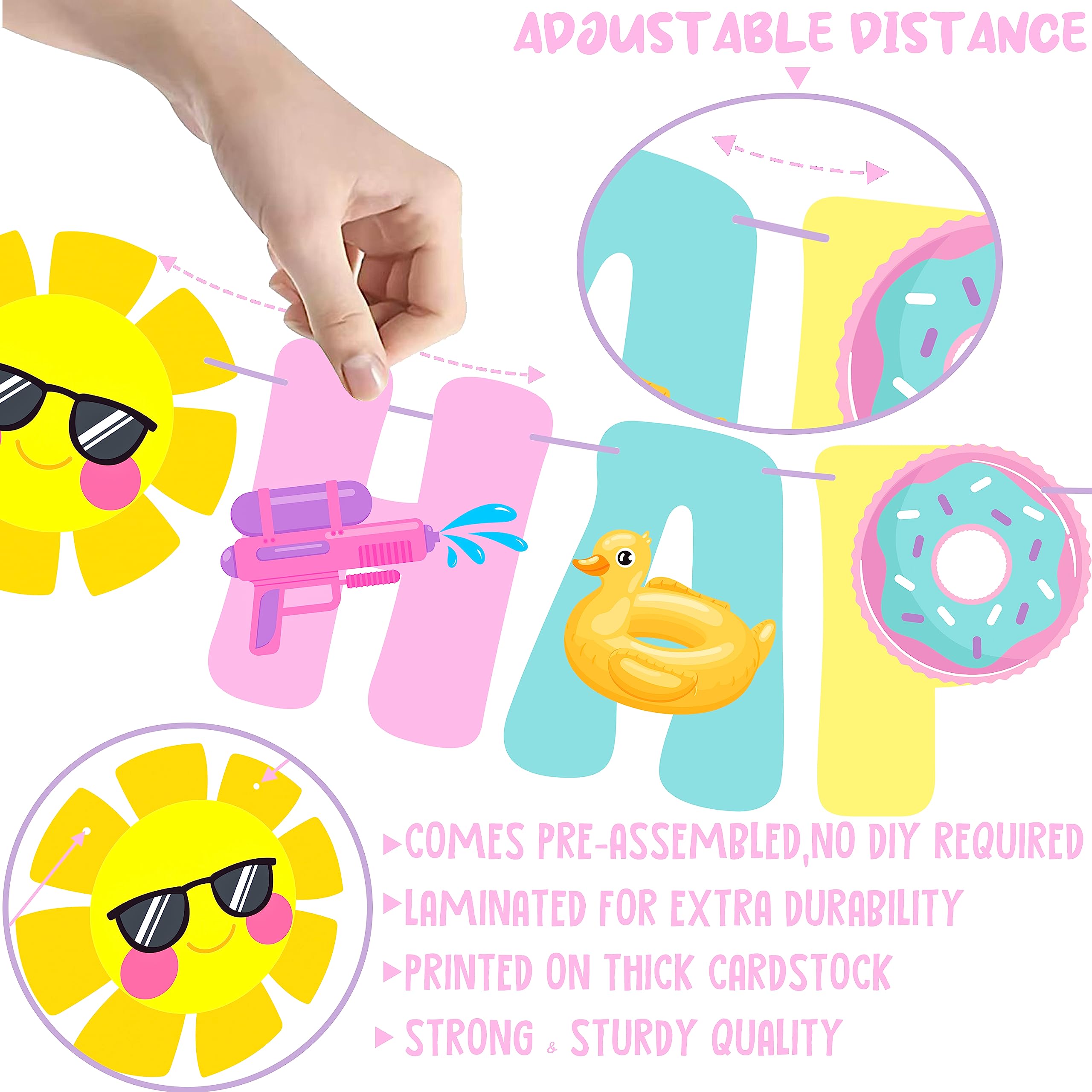 Pool Party Decorations - Splish Splash Birthday Foil Balloons, Hanging Swirls & Banner for Girls Summer Beach Party | Hawaiian Luau Tropical Theme Decor for Poolside Celebrations, Baby Showers & Backyard Gatherings