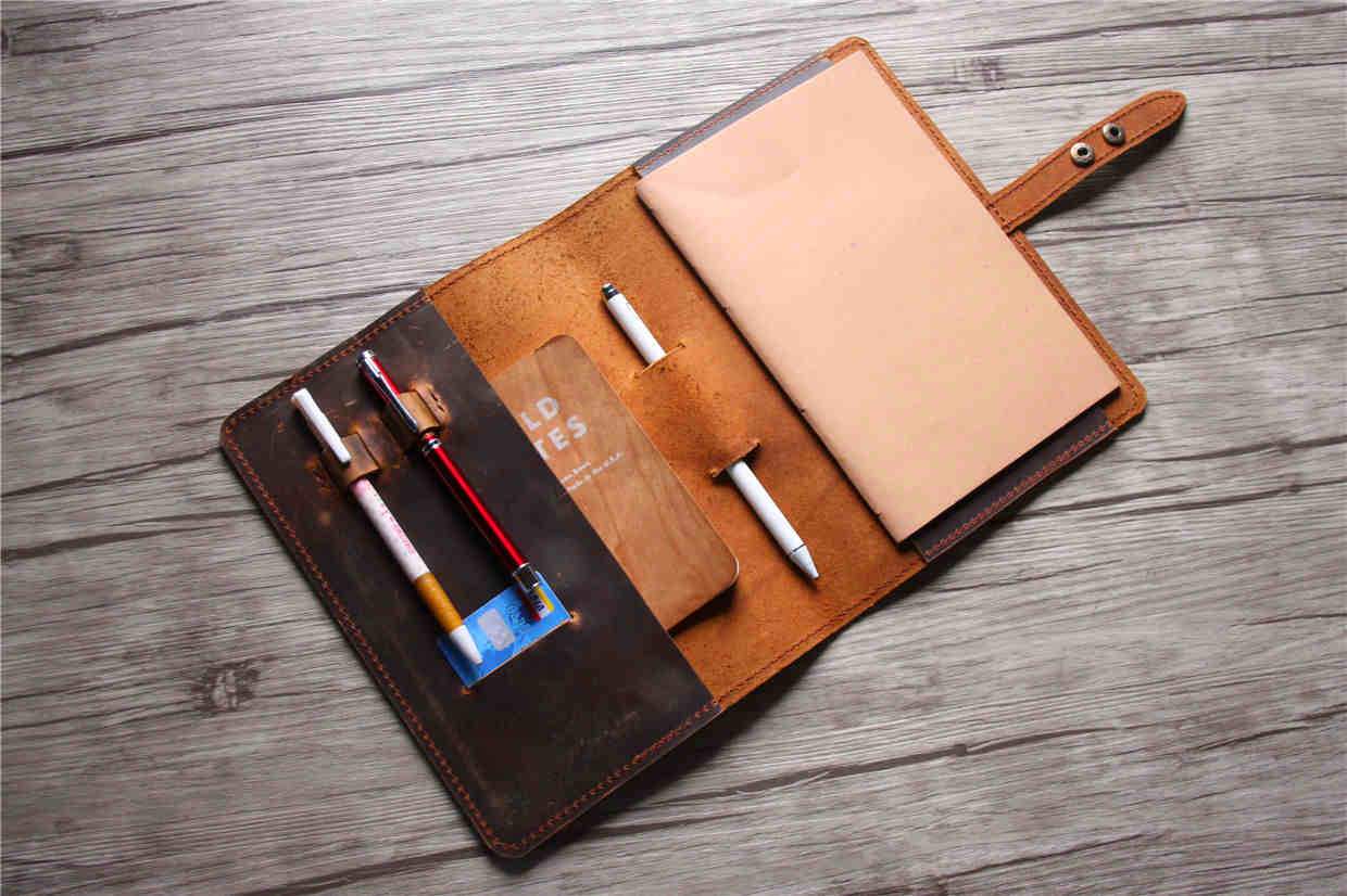 Premium Custom Leather Notebook Holder - Personalized A5 A6 Journal Cover - Perfect for Office, Travel & Gifts