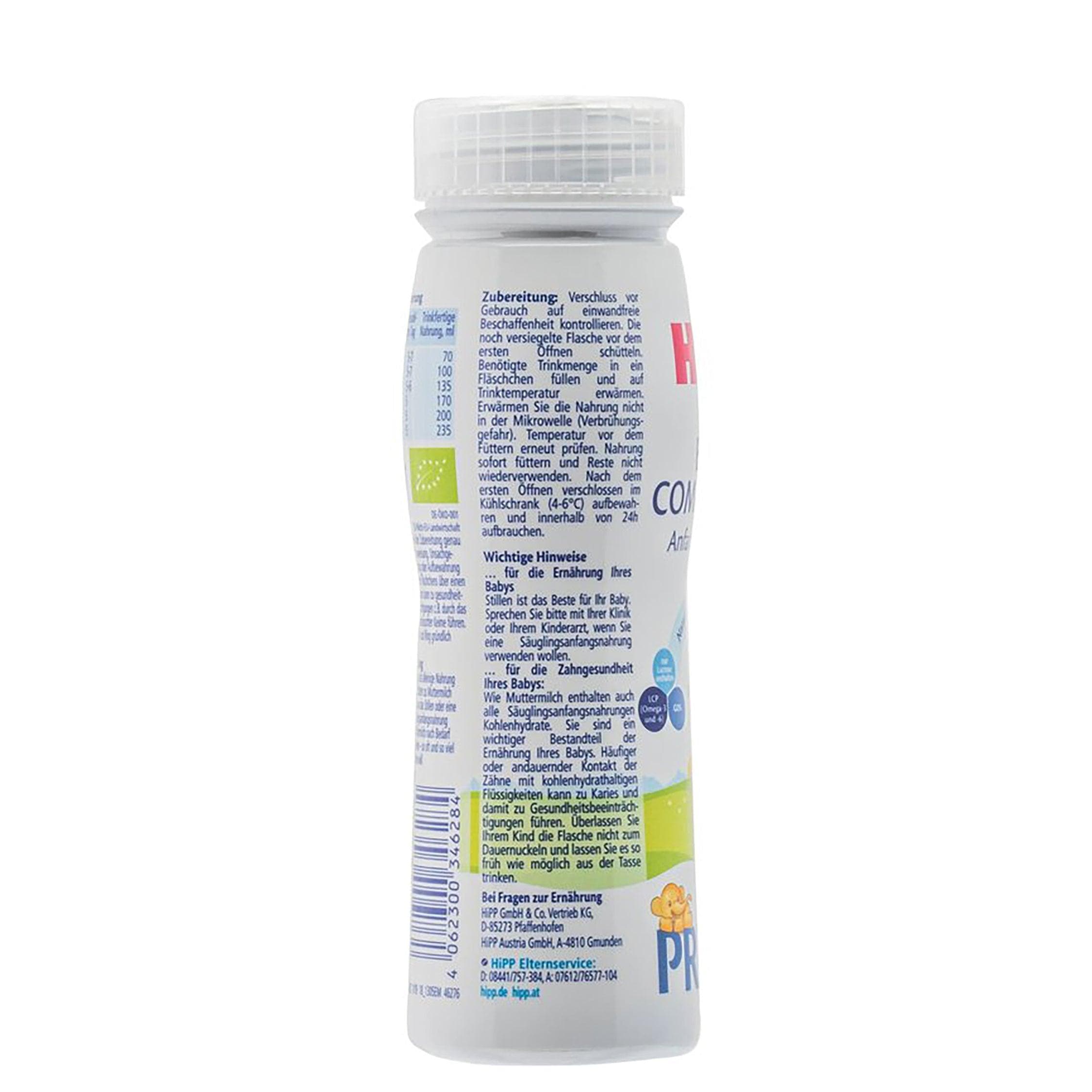 Hipp Combiotik PRE Ready to Feed Liquid Milk Formula - 6 Pack (US Stock, Exp 11/2025) - Perfect for Newborns & Infants, Easy Feeding On-The-Go