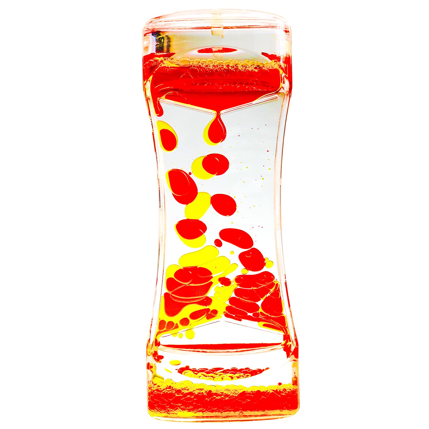 FKYTION Liquid Motion Bubbler Timer - Colorful Hourglass Sensory Toy for ADHD, Anxiety & Autism Relief - Pack of 1 Yellow Relaxing Desk Toy for Kids & Adults - Perfect for Stress Relief, Focus & Classroom Activities