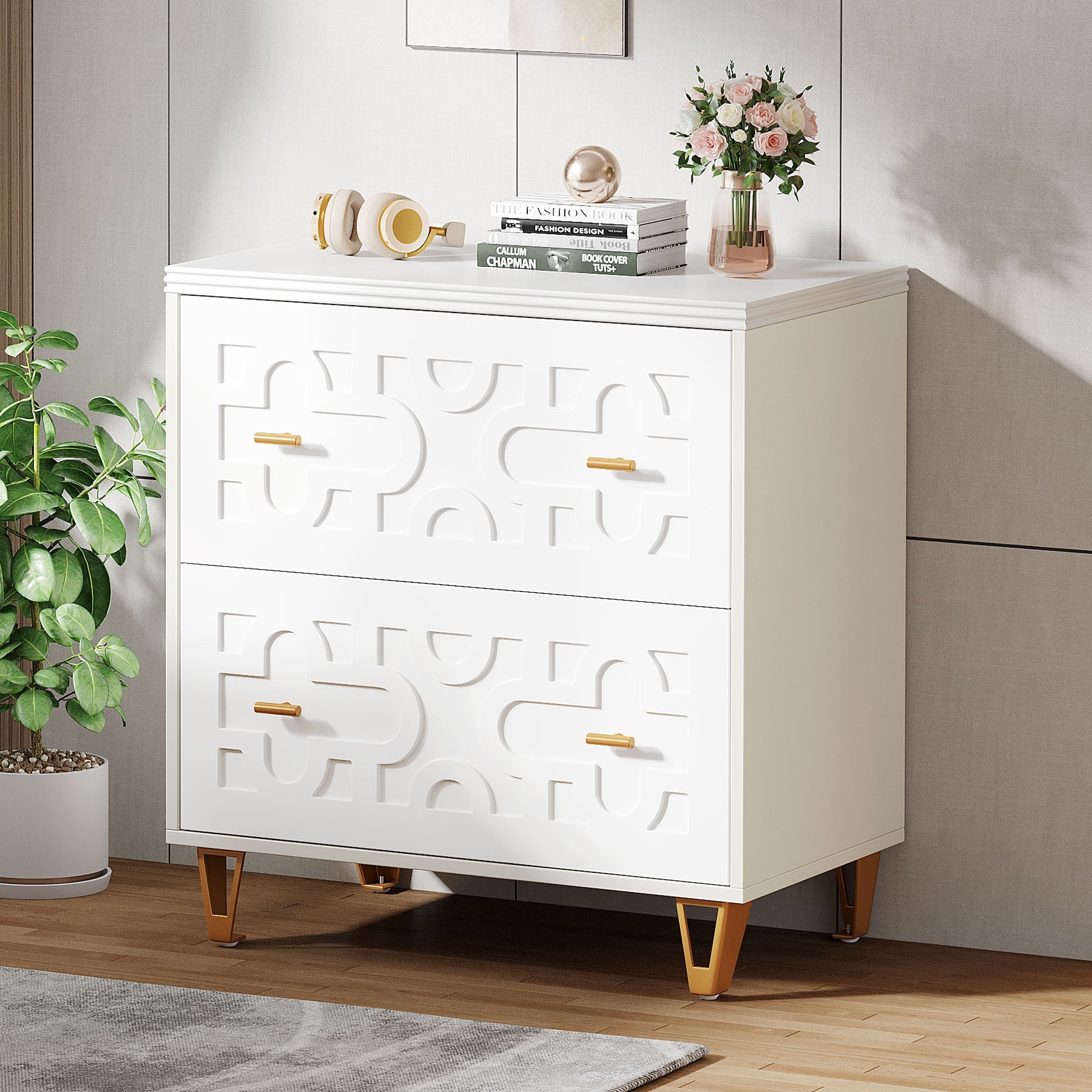 2 Drawer File Cabinet - Modern Office Storage Solution, Printer Stand for Home & Workspace - Perfect for Organizing Documents & Office Supplies