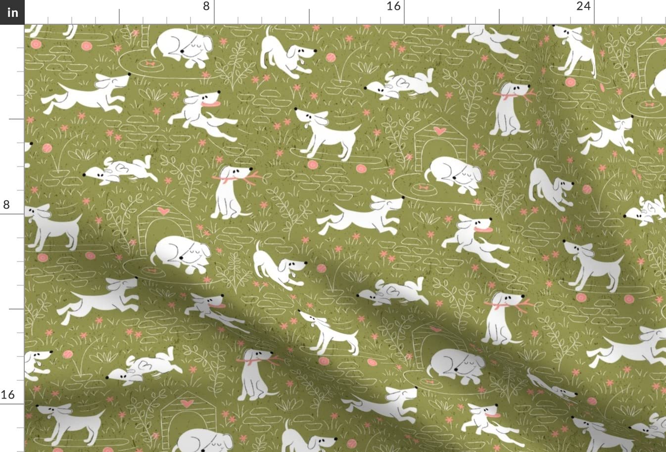 Happy Home Dogs Green Retro Animals Puppy Printed Upholstery Velvet Fabric by The Yard - Dog Lover Home Decor, DIY Upholstery, Curtains & Apparel Fabric - Perfect for Sofa Covers, Throw Pillows & Pet Accessories