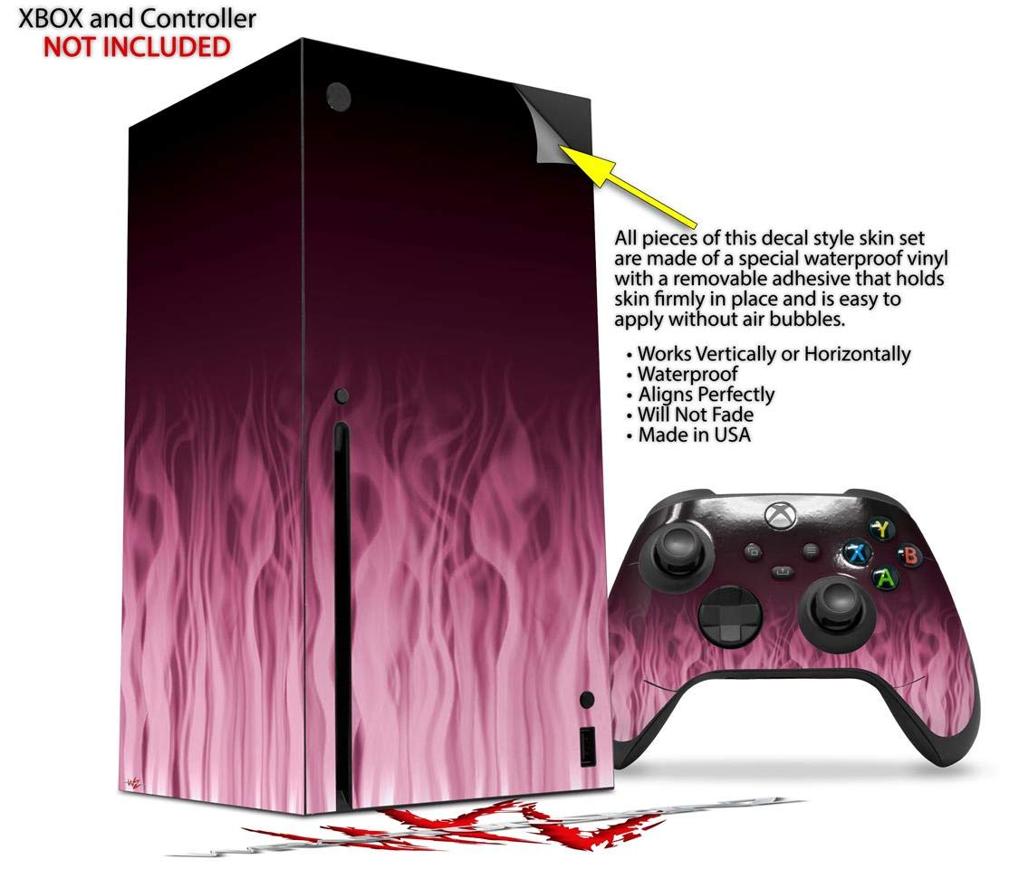 XBOX Series X Console & Controller Vinyl Wrap Skin Decal - Fire Pink (Compatible with XBOX Series X) | Protective Custom Gaming Design for Enhanced Grip & Style | Perfect for Gaming Setups, Esports Tournaments & Personalized Console Protection