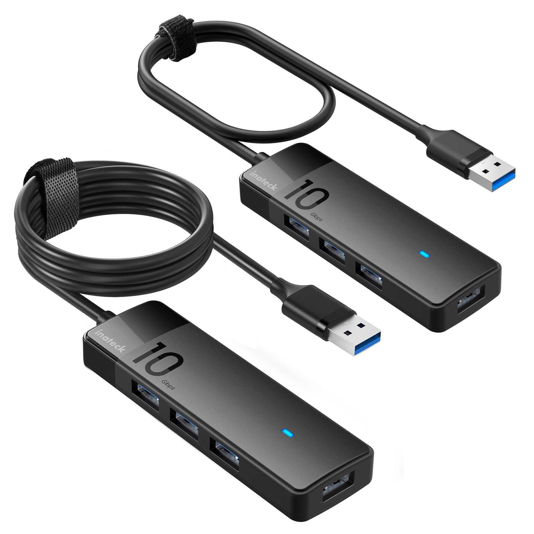 Inateck 4-Port USB 3.2 Gen 2 Hub 10Gbps with 2 USB-A Ports - HB2025A & HB2025AL Bundle - High-Speed Data Transfer for Laptop, PC, Gaming & Office Workstation