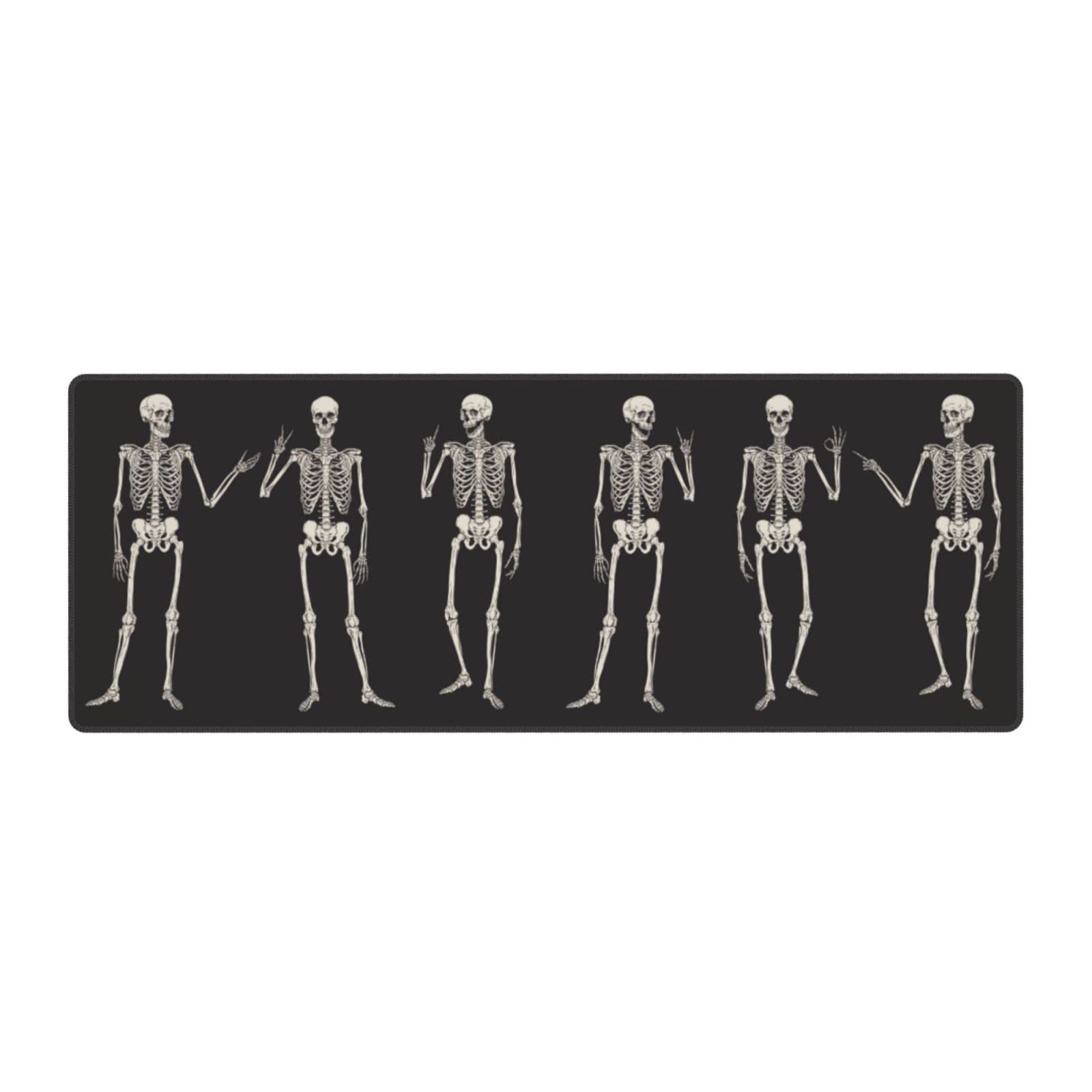 Non-Slip XL Gaming Mouse Pad with Human Skeleton Design - Stitched Edge, Rubber Base Large Desk Mat for PC, Laptop & Computer - Perfect for Gaming Setups, Office Work & Home Workspaces