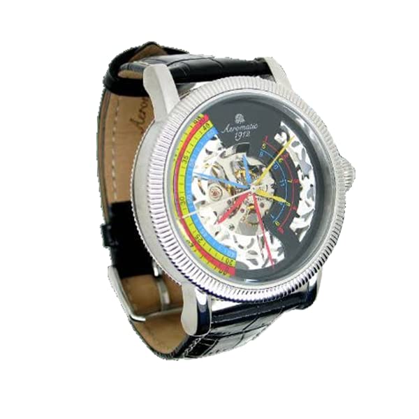 Aeromatic A1307 TRIPHASE Skeleton Black Men's Watch - Stylish Mechanical Timepiece for Business, Formal & Casual Wear