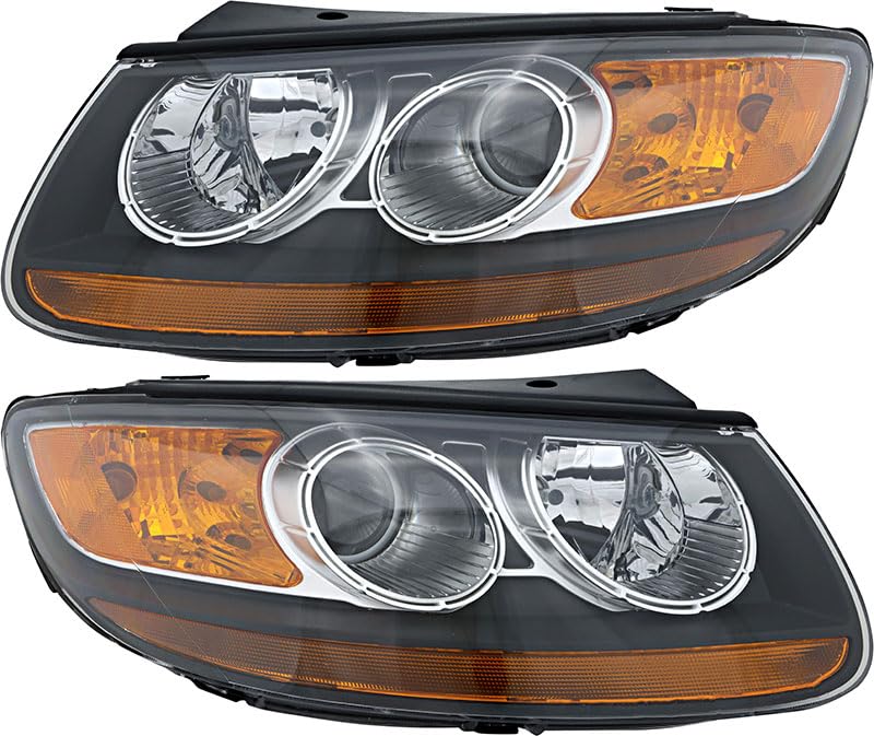 2007-2009 Hyundai Santa Fe Replacement Headlight Assembly Kit - Halogen Headlamp Set for Driver & Passenger Side - Perfect for Night Driving & Vehicle Restoration Projects