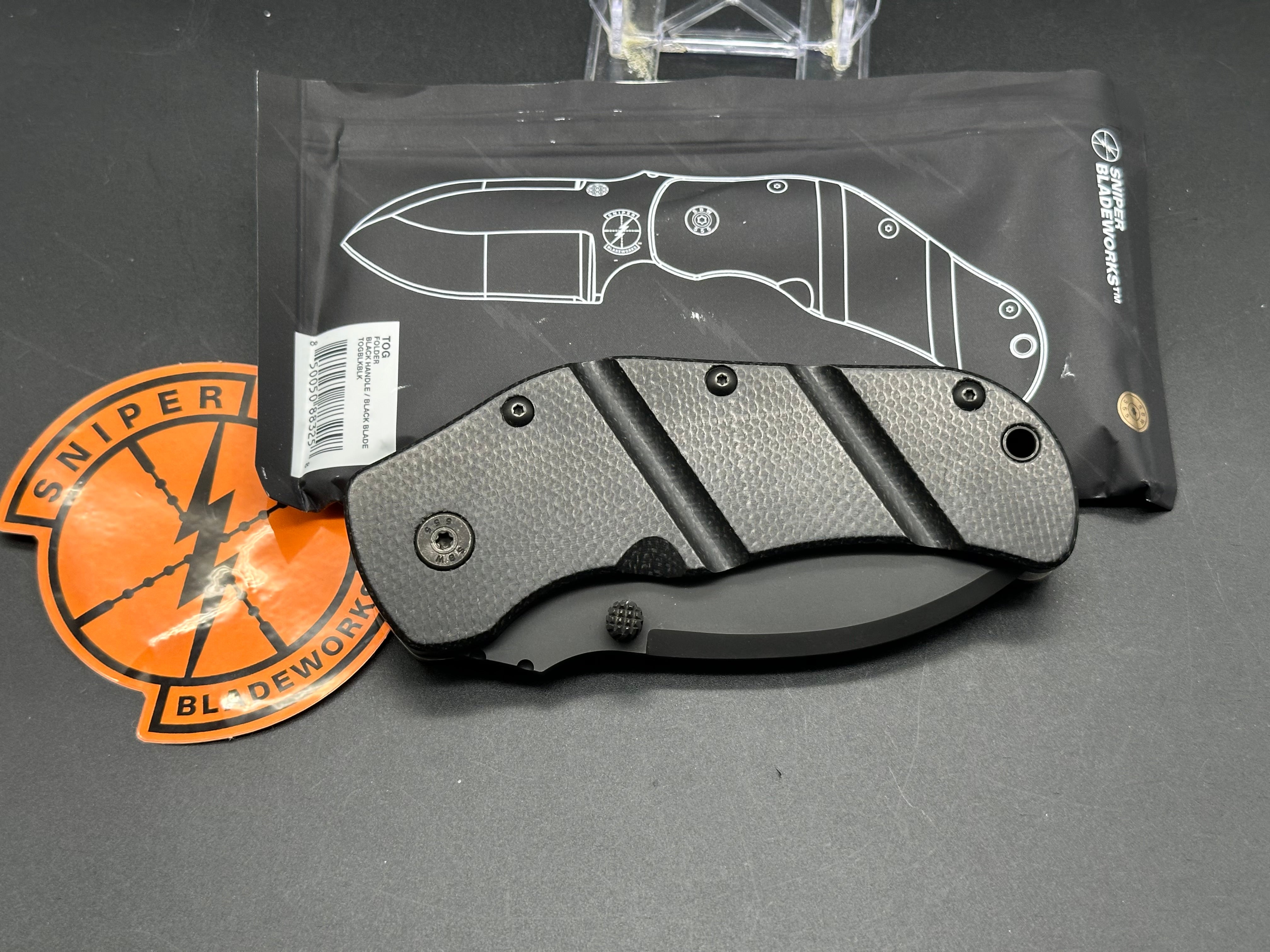 SNIPER BLADEWORKS TOG Framelock Black Micarta Folding Pocket Knife - D2 Steel Blade - EDC, Outdoor, Camping, Survival, Hunting, Tactical Gear