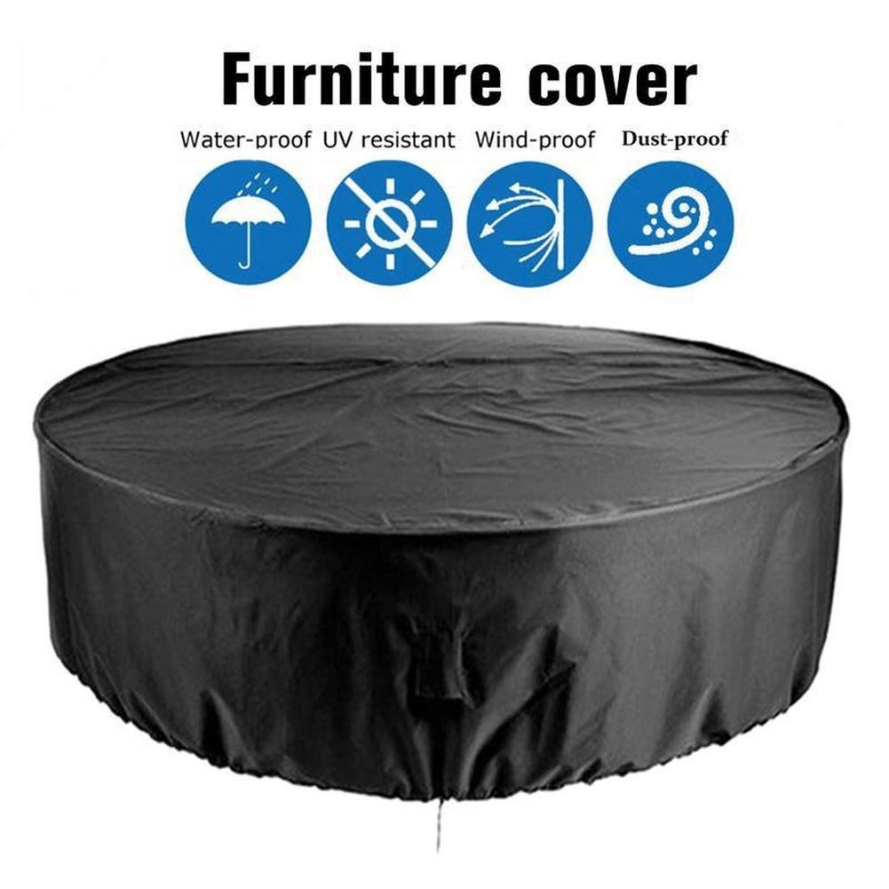 Lagaga Waterproof Outdoor Patio Furniture Covers - Round Garden Table & Chair Set Protective Cover with Drawstring, Dustproof & UV Resistant (96