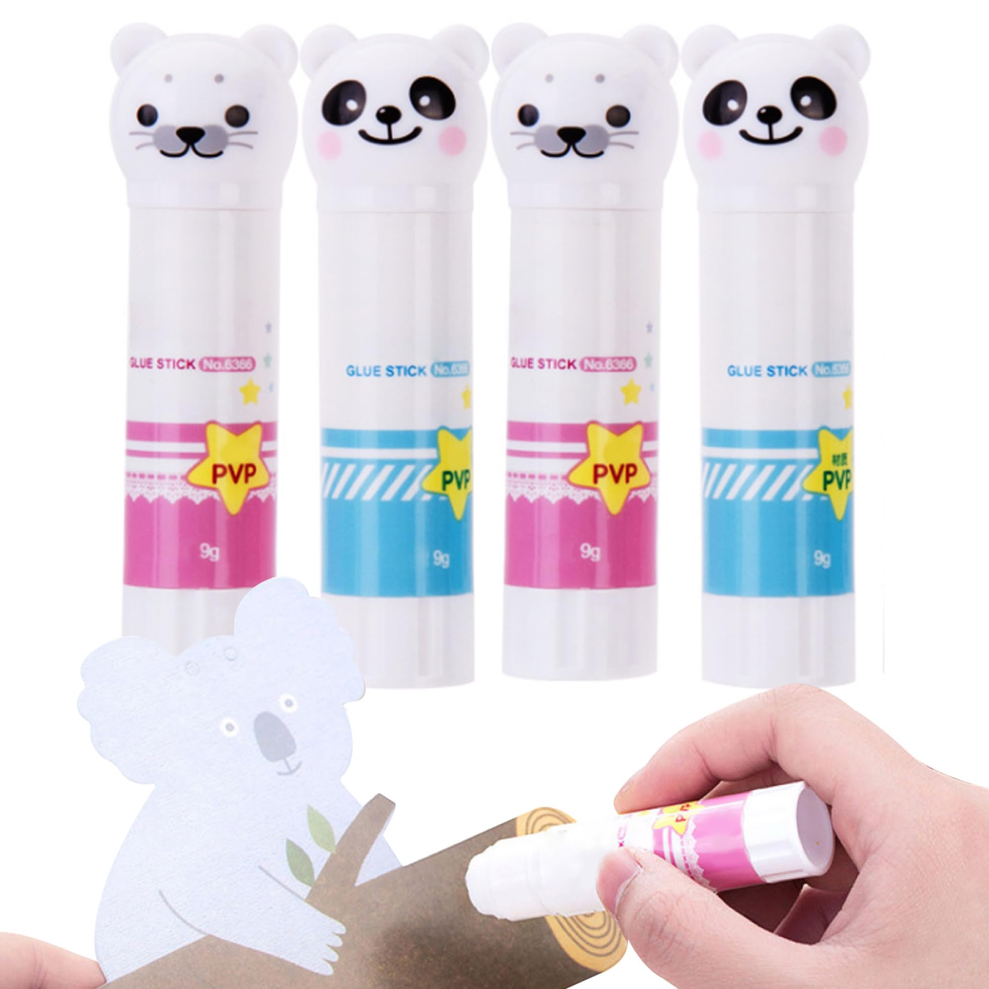 4Pcs Cute Cartoon Plastic Glue Sticks for Kids - 9 Grams Strong-Hold School Supplies for Office & Classroom - Non-Toxic Washable Adhesive for Arts, Crafts & DIY Projects