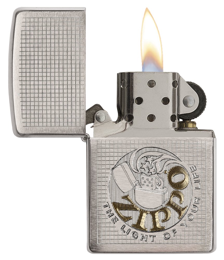 Zippo Brushed Chrome Pocket Lighter - Windproof Refillable Lighter for Outdoor Adventures, Camping & Everyday Use