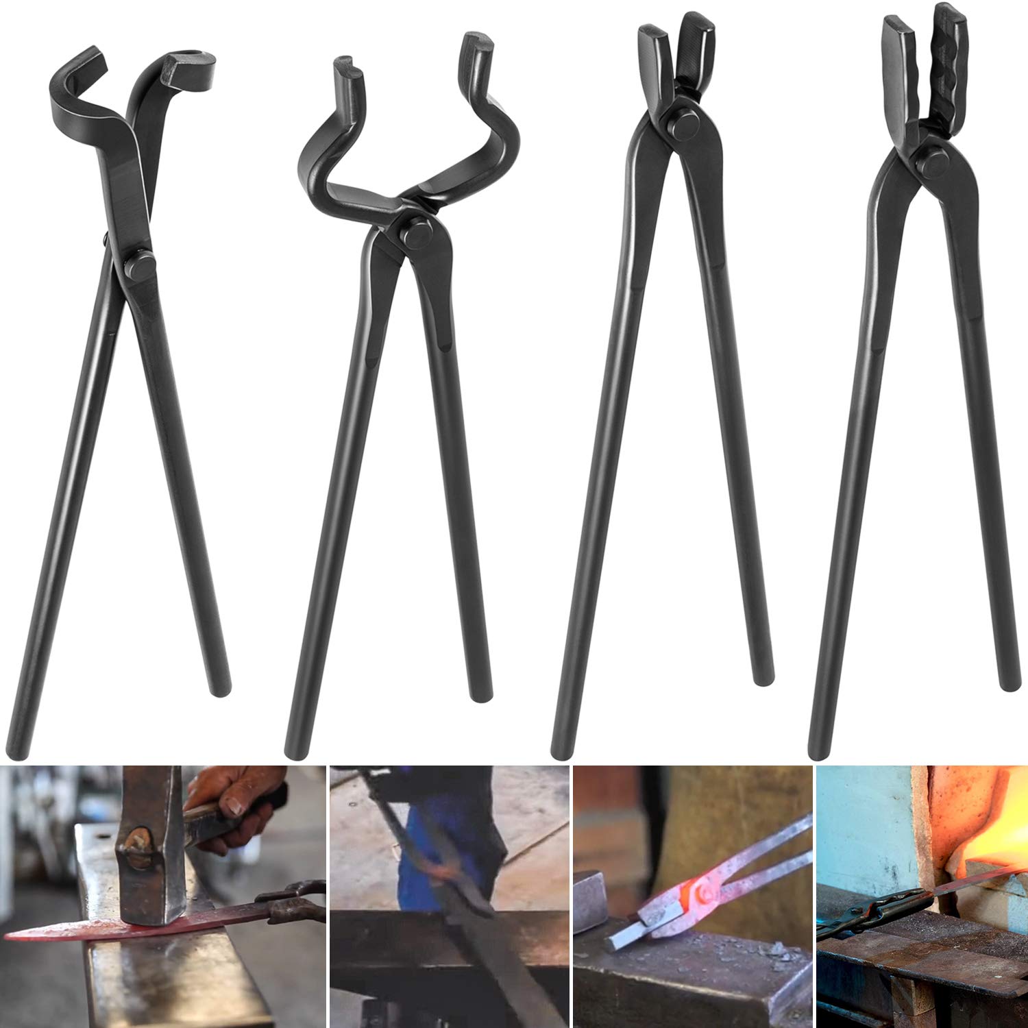 Professional Blacksmith Knife Making Pliers Set - V-Tip Pliers, Wolf Jaw Pliers, Anvil Tools for Forging & Metalworking - Perfect for DIY Knife Crafting, Blade Smithing & Metal Fabrication Projects