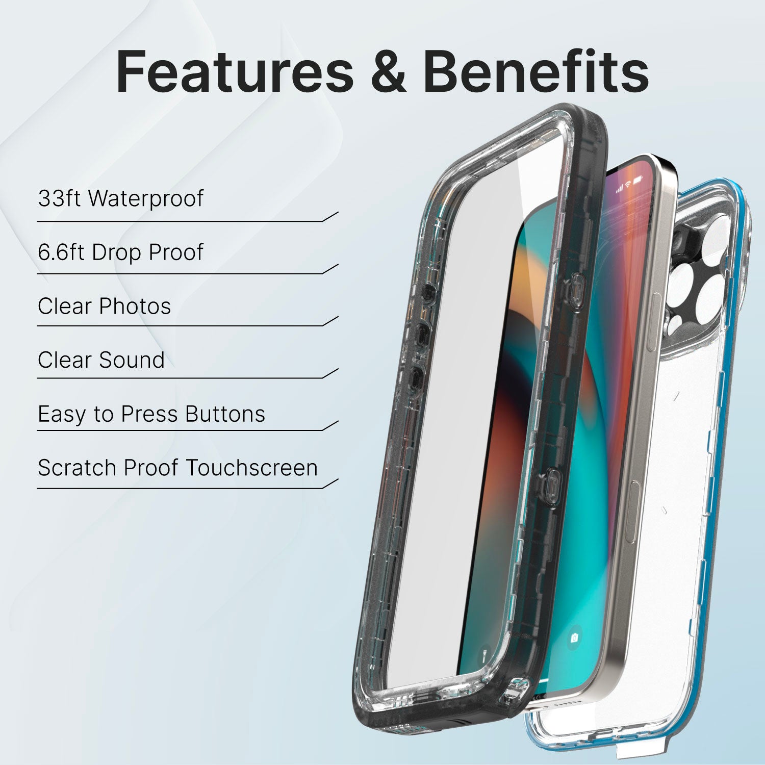 iPhone 16 Pro Max Waterproof Case - Shockproof, Dustproof Full-Body Protection for Swimming, Beach & Outdoor Activities