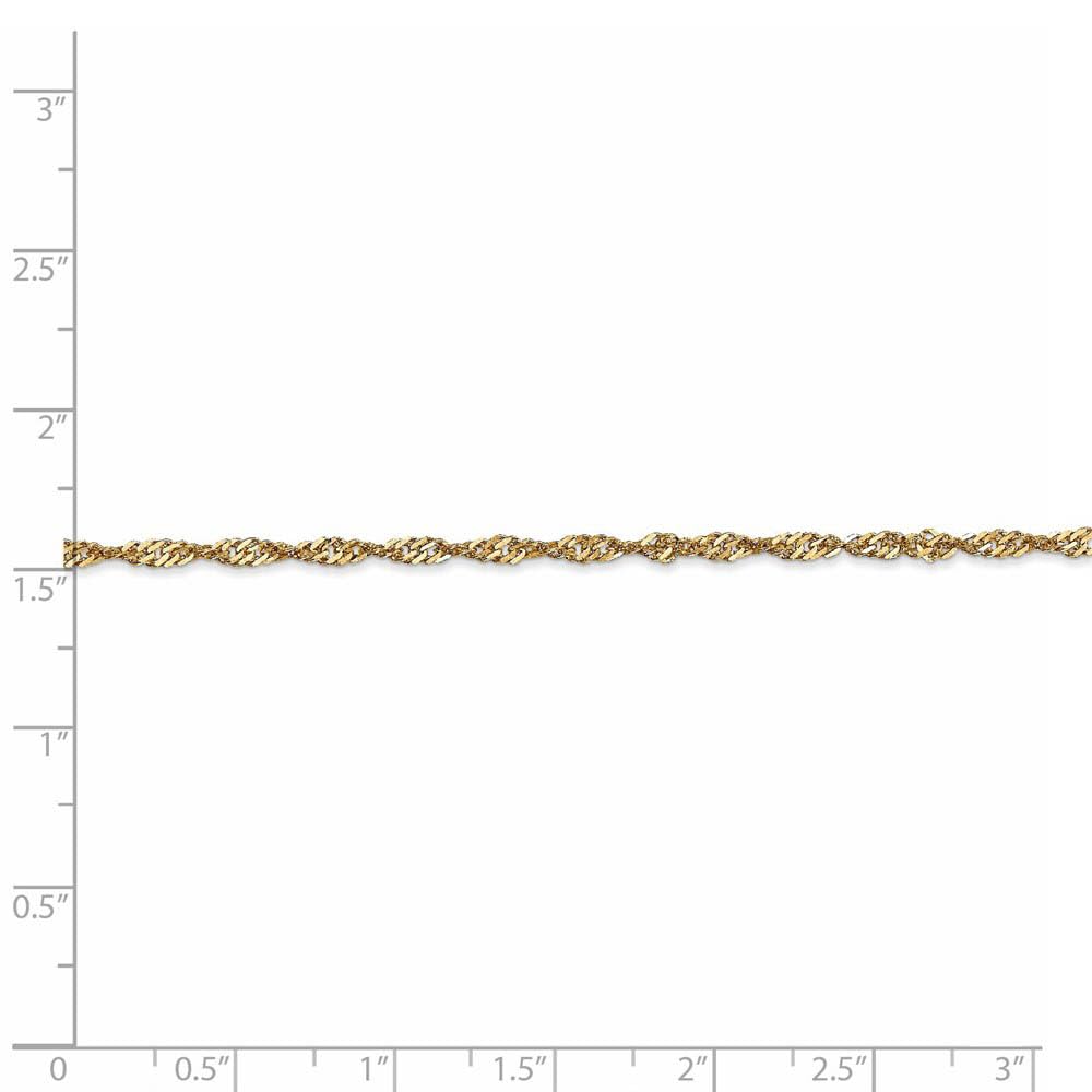 The Black Bow 1.9mm 14k Yellow Gold Diamond Cut Singapore Chain Necklace - Perfect for Everyday Elegance and Special Occasions