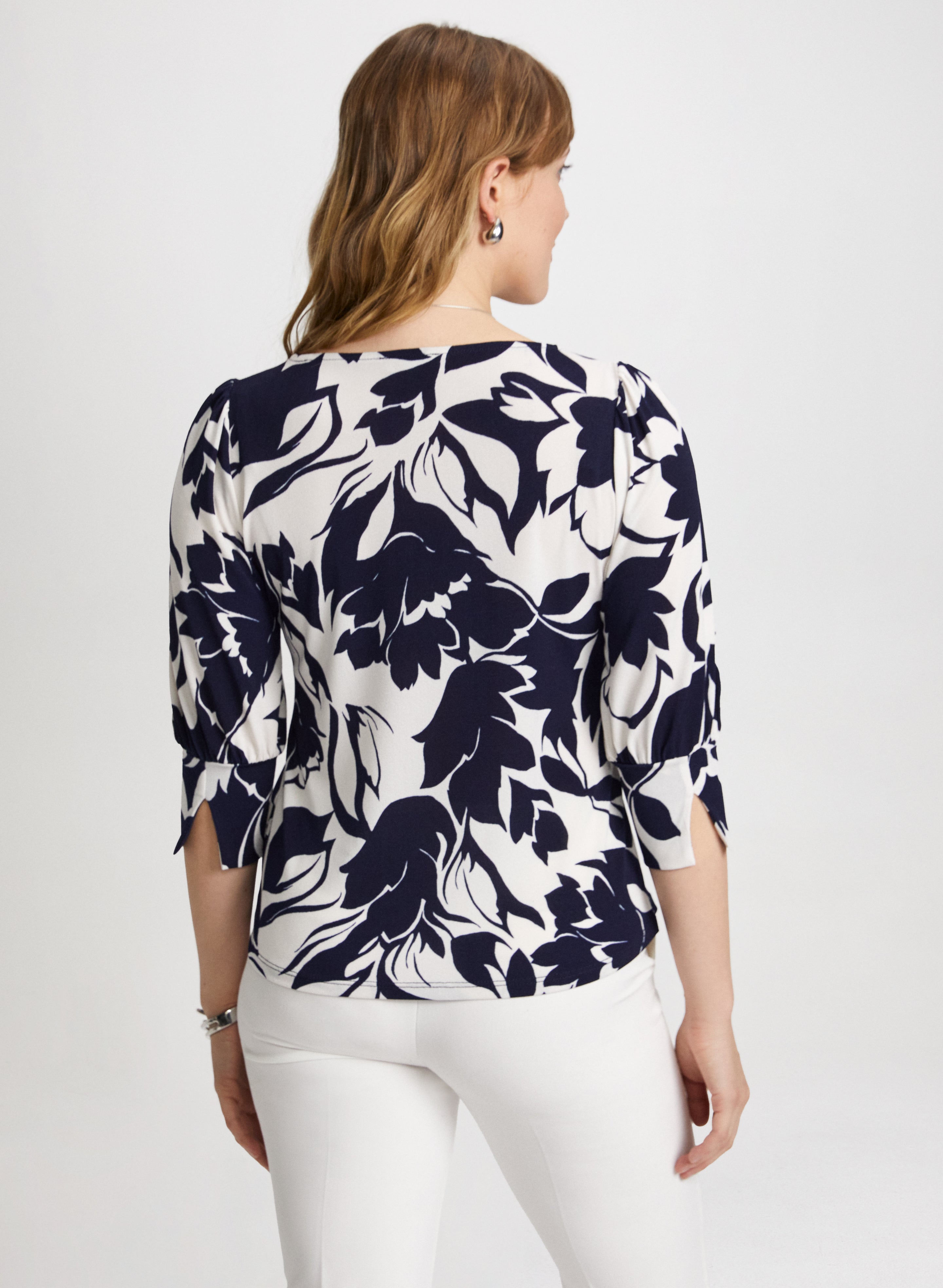 Floral Print 3/4 Sleeve Blouse for Women - Elegant Spring Summer Tops for Casual Wear, Office & Date Night