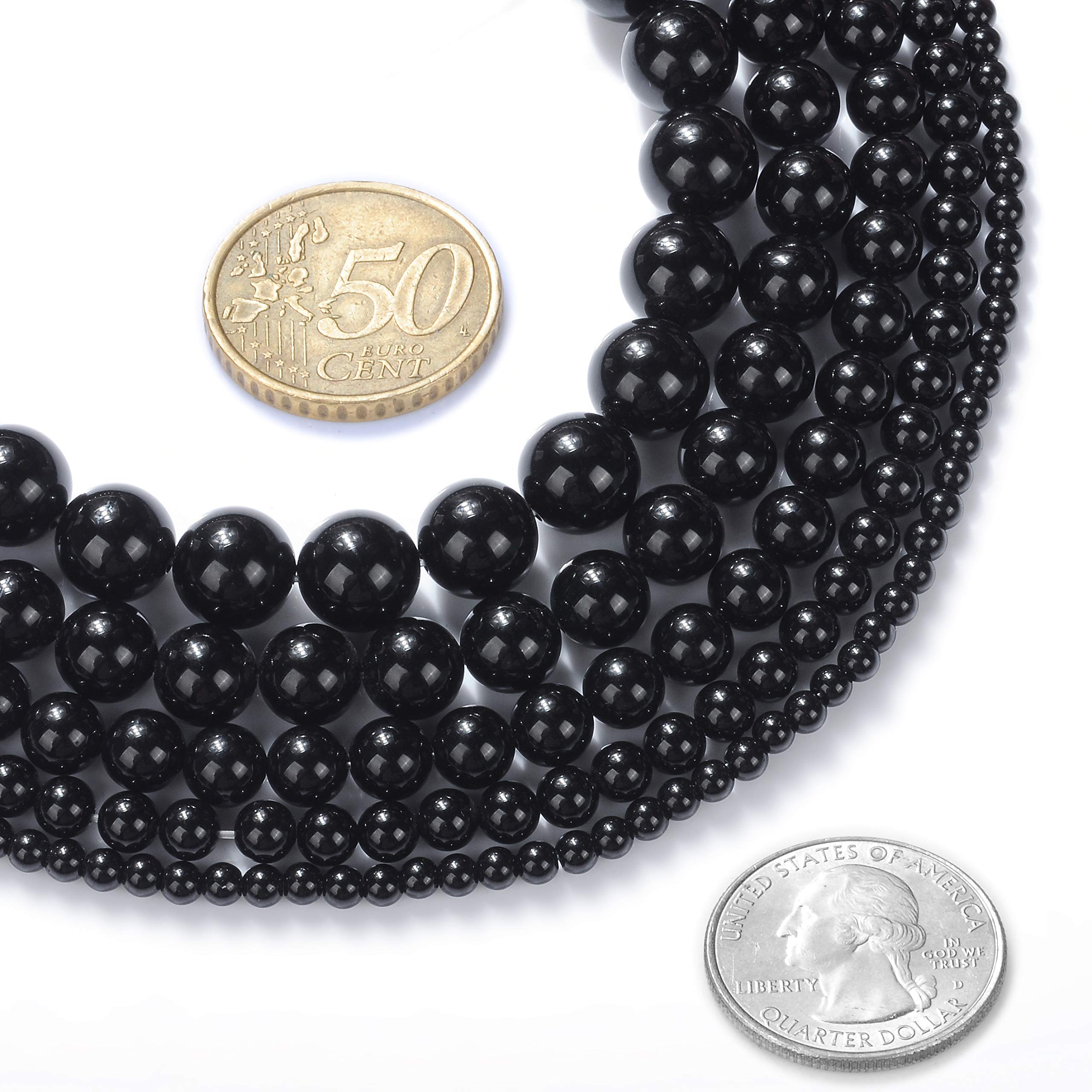 8mm Black Onyx Agate Natural Stone Beads - Round Loose Gemstone Beads for Jewelry Making, DIY Crafts, Healing Crystal Energy Stone (1 Strand 15