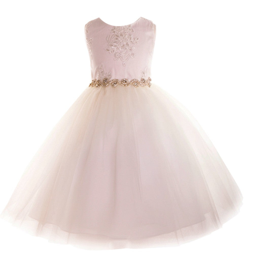 Ivory Beaded Applique Bridesmaid Dress for Big Girls - Size 8-12 | Perfect for Weddings, Prom & Formal Events