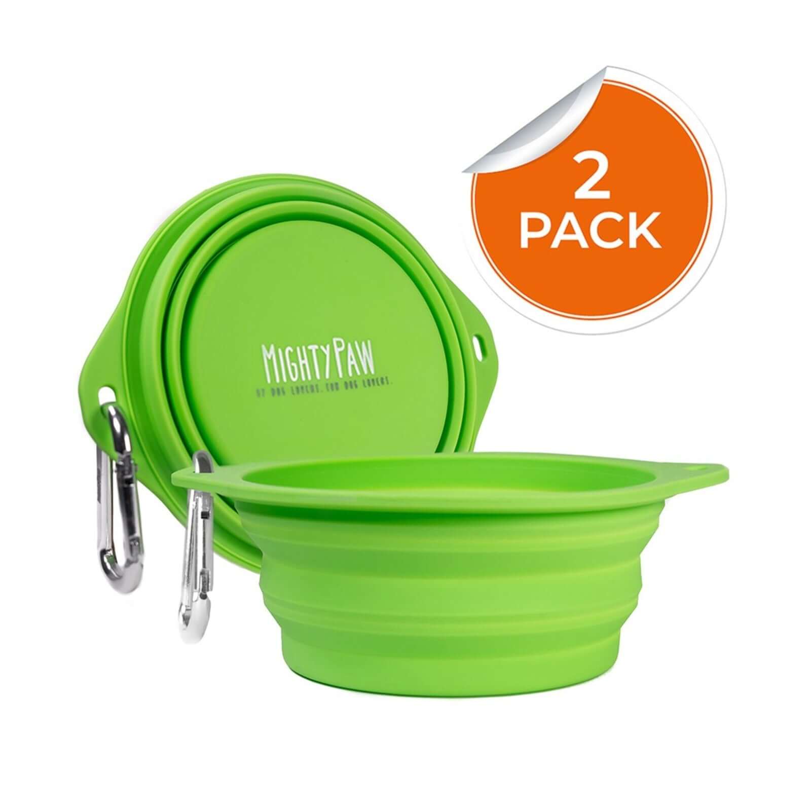 Collapsible Travel Dog Bowl Set (2 Pack) - Portable, Lightweight Pet Food & Water Dish for Hiking, Camping & Outdoor Adventures