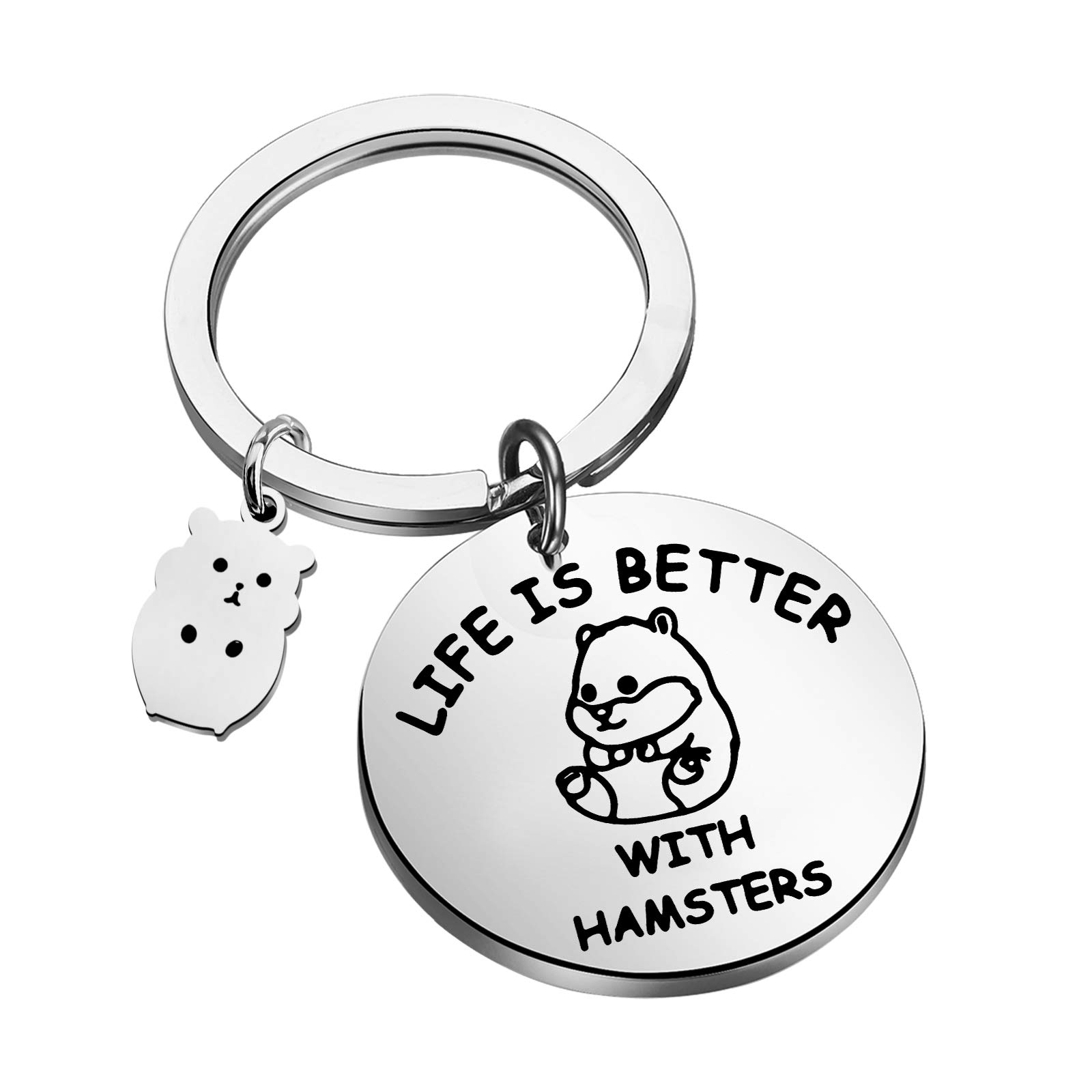 Cute Hamster Keychain for Women - Adorable Rodent Keyring Gift for Her | Perfect for Backpacks, Purses & Key Organization | Life is Better with Hamsters