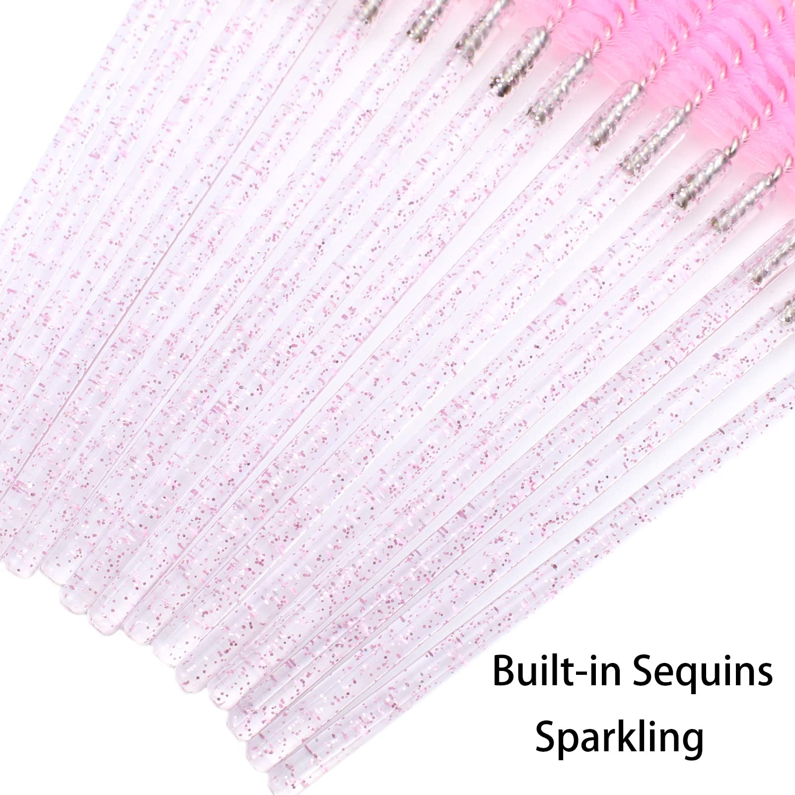 100pcs Disposable Eyelash Mascara Wands - Pink Lash Extension Brushes, Eyebrow Spoolies & Makeup Applicators for Professional Salon or Home Use
