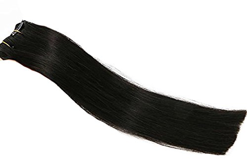 PolestarHair 70 Gram Clip in Human Hair Extensions - 7 Pieces Natural Black (1B) Silky Straight Remy Virgin Hair - 22 Inches for Length & Volume - Perfect for Daily Styling, Parties & Special Occasions