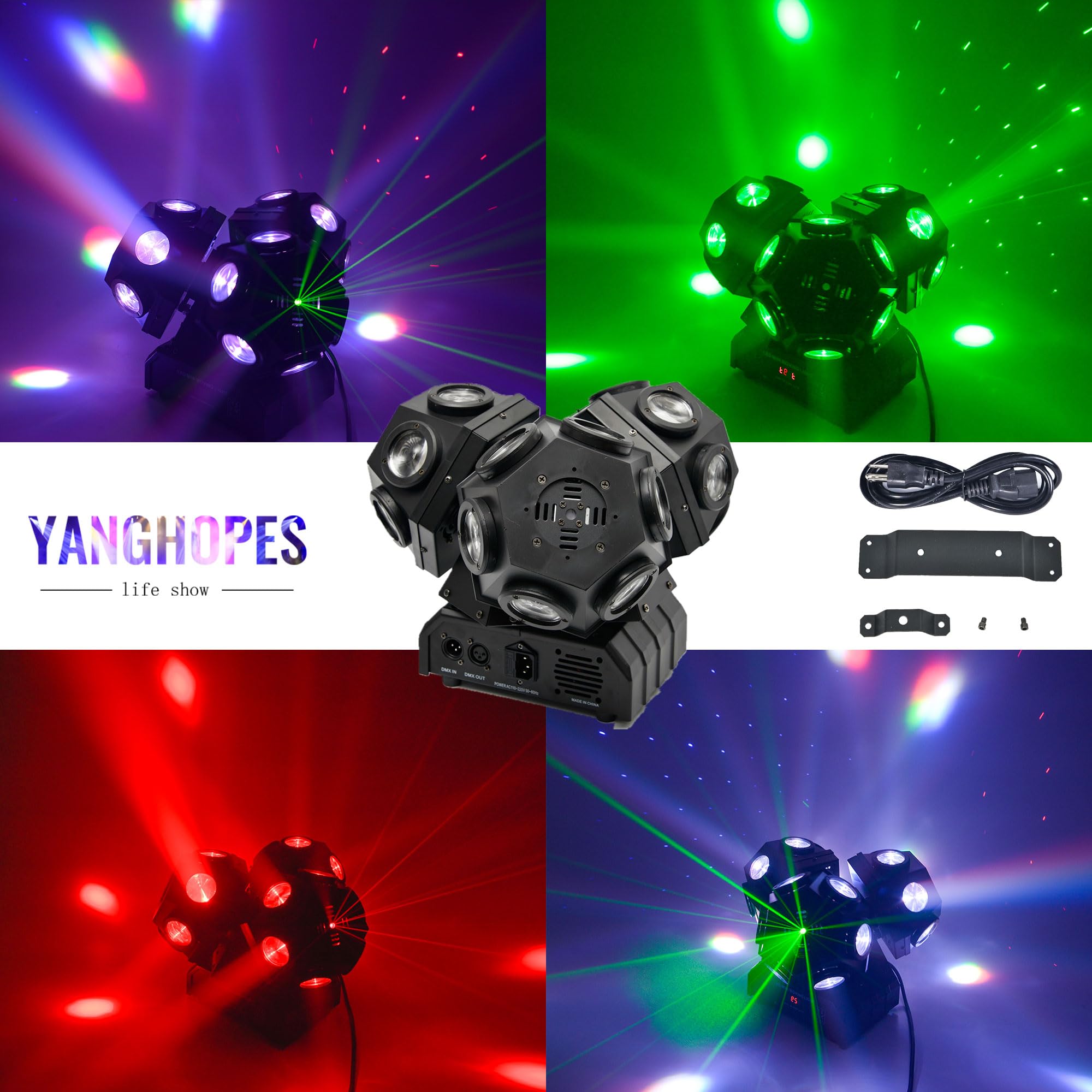18 LEDs Moving Head DJ Light - Rotating Beam Stage Lighting with Sound Activation & DMX512 Control for DJ, KTV, Disco, Wedding, Concert, Festival - Perfect for Uplighting, Pinspot Effects, and Dynamic Party Atmosphere