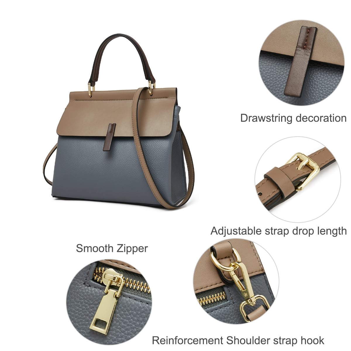 Genuine Leather Shoulder Bag for Women - Stylish Satchel Handbag with Handle & Crossbody Strap - Perfect for Work, Travel & Everyday Use