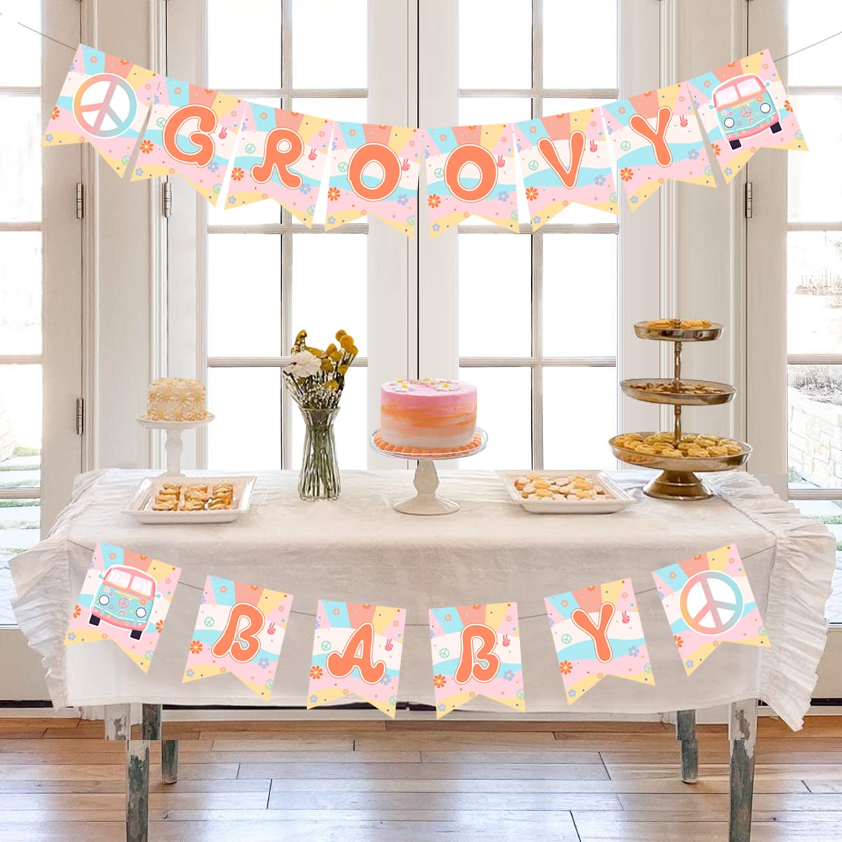 Groovy Baby Banner - Retro Hippie Boho Party Decorations for Baby Shower & Birthday Celebrations - Perfect for Nursery, Gender Reveal & Boho-Themed Events